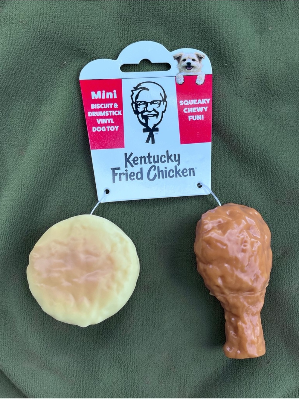 Mini Biscuit & Drumstick Vinyl Dog Toy - Tan & Cream